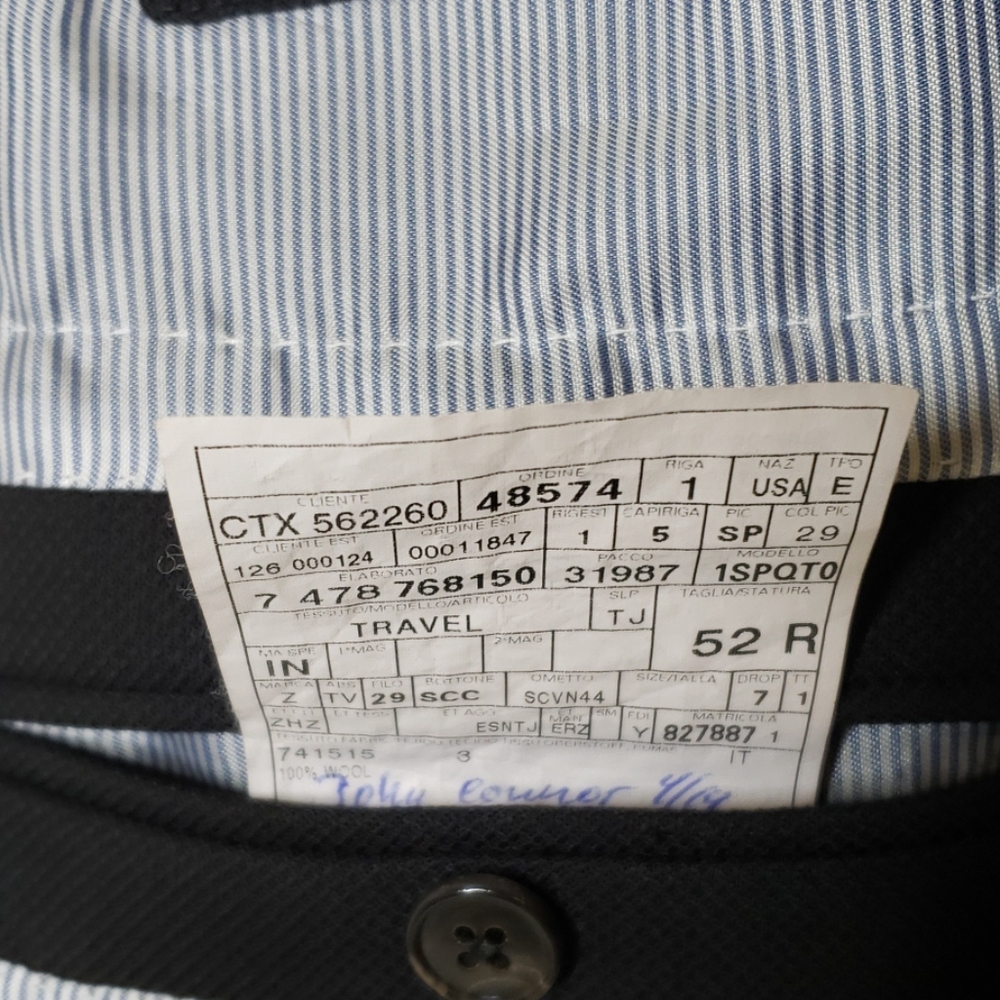 ERMENEGILDO ZEGNA * 10-Pocket Black Woven Cool 42R - Picture 6 of 7